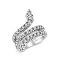Diamond snake coil ring encrusted with CZ stones in silver-tone metal
