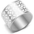 Pinki Tink Stainless Steel Ring - wide band with floral cutout design